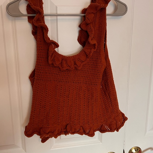 Pilcro Rust Knitted Ruffled tank - Picture 3 of 4